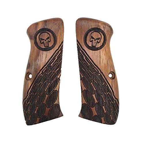 handicraftgrips CFW29## New Grips Cz75 Cz85 CZ SP-01 CZ 75B 75BD CZ75B 75 B Grips Laser Logo Full Size Hard Wood Hardwood Checkered Handmade Birthday Gift Sport for Men Skull Special Design