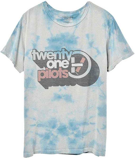 Twenty One Pilots T Shirt Vintage Block Holiday Band Logo Unisex Blue Dip Dye