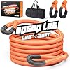 Kinetic Recovery Rope,1.26" x30ft Heavy Duty Offroad Tow Rope/60600 lbs Snatch Strap with Soft Shackles, 100% Nylon Offroad Towing Straps Kit for Truck ATV UTV SUV Jeep Car Tractor - Orange