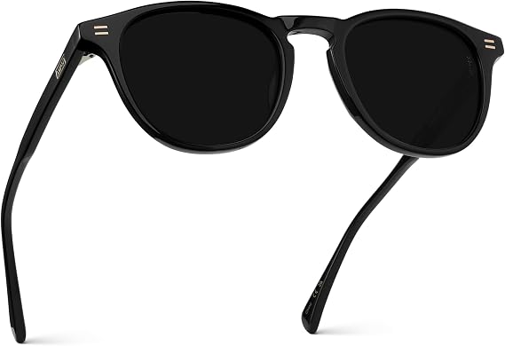 WearMe Pro WMP Eyewear Mens Polarized Round Sunglasses: Classic Design, Keyhole Bridge, Metal Rivets, Vintage-Inspired