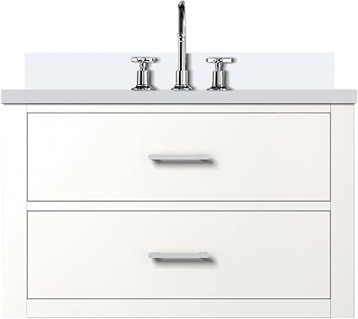 Castor 30 in W x 22 in D White Single Bath Vanity, White Quartz Top, and Faucet Set