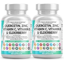 Q Defend Quercetin Supplement with Zinc Vitamin C Vitamin D Elderberry Turmeric Black Pepper Garlic Ginger Sea Moss Lysine Stinging Nettle Reishi Immune Support 60 Capsules Pack of 2 by Clean Nutra