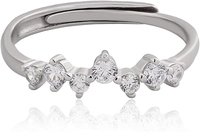 Meissa Sterling Silver Couple Ring Adjustable Personalized Couple Rings for Men and Women Open Back Rings for Wedding Engagement Anniversary Ring Set