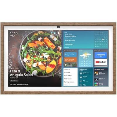 Echo Show 21 Bundle: Includes Echo Show 21 and Decorative Frame, Light Brown
