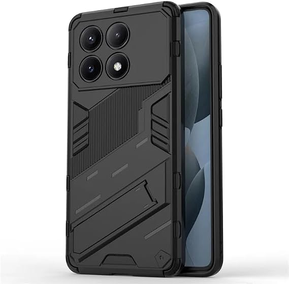 Microcase Poco X6 Pro/Xiaomi Redmi K70E Matrix Series Perfect Protection Case with Armor Stand - Black Al3416