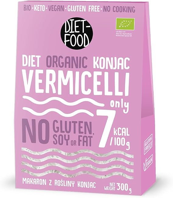 DIET-FOOD Vermicelli Konjac Noodles - Organic Soup Noodle - Gluten-Free Thin Asia Noodles - Rice Noodles - Low Carb Keto Vegan - Sugar Free From Konjac Flour - Shirataki