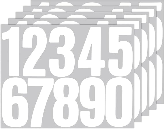 5 Sheets White Numbers 3Inch, Adhesive Mailbox Numbers for Outside