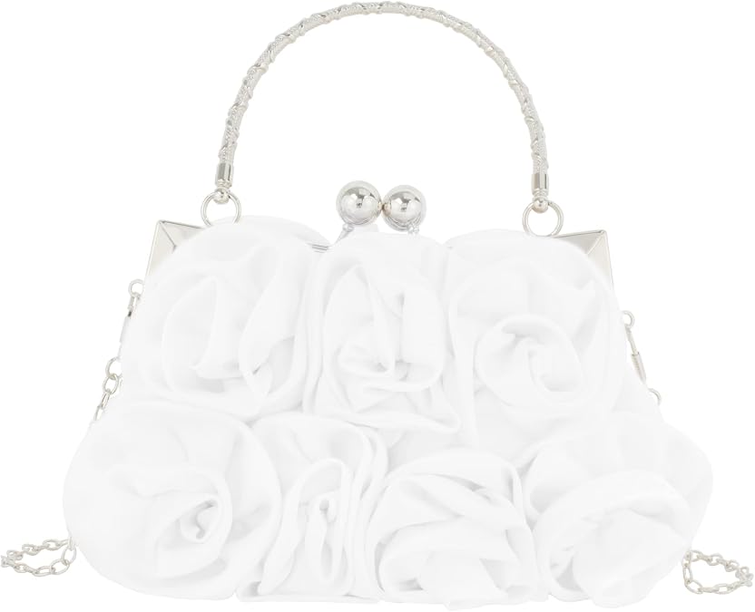 Floral Clutch Purses for Women Elegant Stain Evening Bag Top Handle Crossbody Handbag for Wedding Party Prom