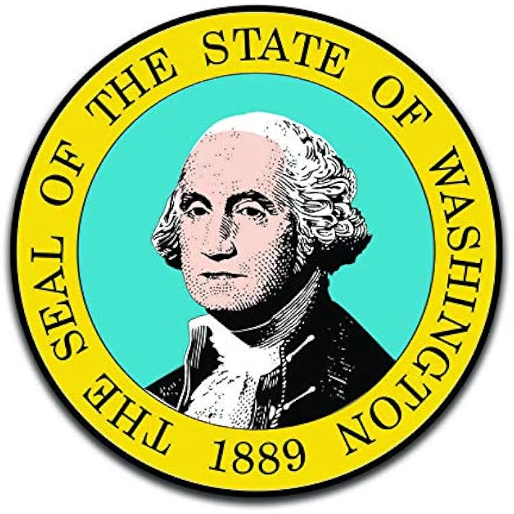 Washington State Seal 2 Pack Vinyl Decal Sticker - Car Truck Van SUV Window Wall Cup Laptop - Two 5 Inch Decals - MKS0934