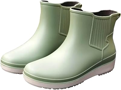 Womens Ankle Rain Boots Chelsea Short Boots Waterproof Slip On Lightweight Comfortable Outdoor Hunting Garden Boots