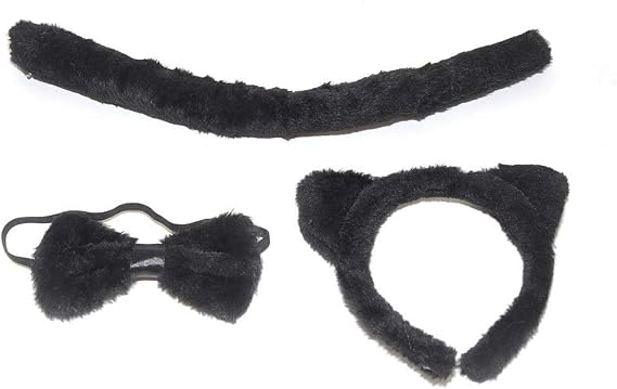 Velvet Kitten 3 Piece Sexy Black Cat Costume Accessory Kit for Women in Black