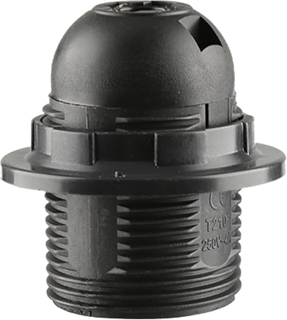 1pcs E27 Edison Screw Socket,Black Full Thread Lamp Holder,Light Bulb Pendant Socke for Pendant Lights,Table Light Fitting