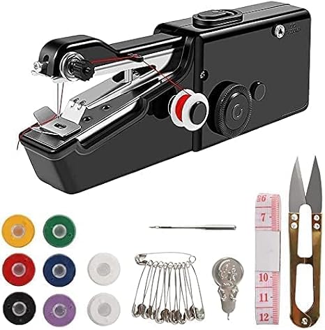AHYBZN Handheld Mini Portable Sewing Machine for Beginners & Professionals, Electric, Black, Small, Metal