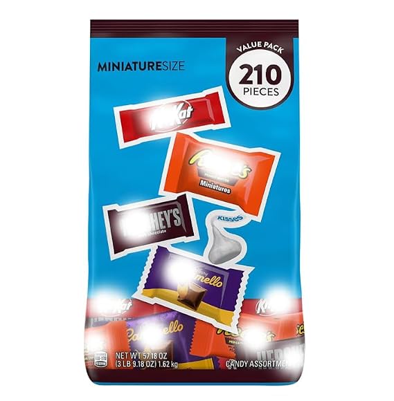 Assorted Milk Chocolate Candy Value Pack | milk chocolate wafer candy, milk chocolate peanut butter cups, chocolate candy bars, Kisses chocolate & caramel candy bars | 210 ct.