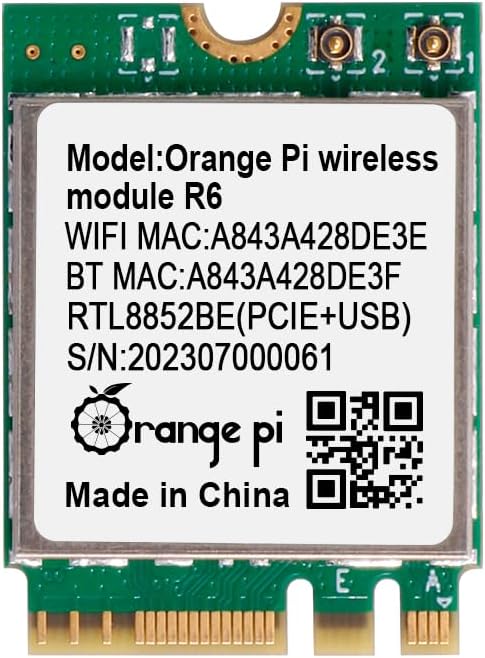Orange Pi 5 Plus WiFi 6 Module Wireless Card 1201Mbps PCIe Wi-Fi6+BT5.2, Wireless Module R6 Support WiFi Bluetooth Compatible with Orange Pi 5 Plus Singble Board Computers
