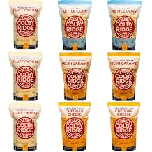 Colby Ridge 4 Flavor Gourmet Popcorn Assortment Large Sampler - Fluffy White, Fresh Caramel, Cheddar Cheese, and Kettle Corn Popped