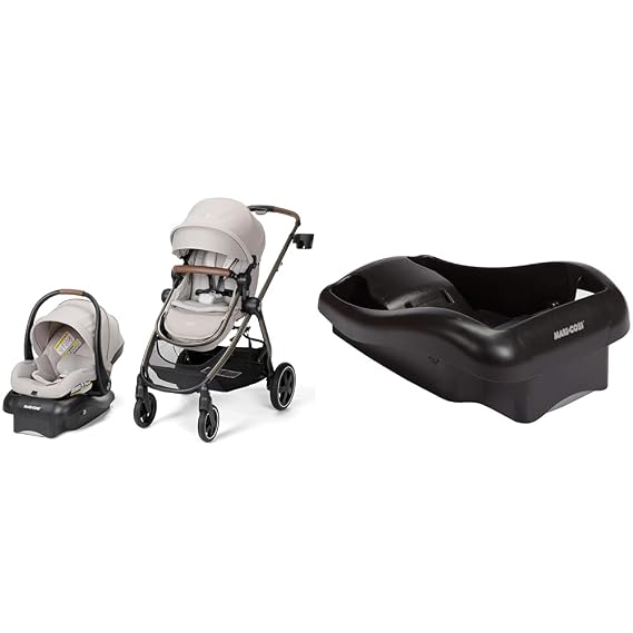 Maxi-Cosi ZeliaTM2 Luxe 5-in-1 Modular Travel System, New Hope Tan & Mico 30 Stand-Alone Additional Infant Car Seat Base, Black, One Size