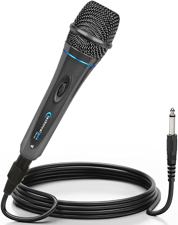 Technical Pro MK75 Dynamic Wired Microphone with 10 ft XLR to 14 Inch Cable | Professional-Grade, Cardioid, Durable Metal Casing, Ideal for Singers, DJs, and Public Speaking