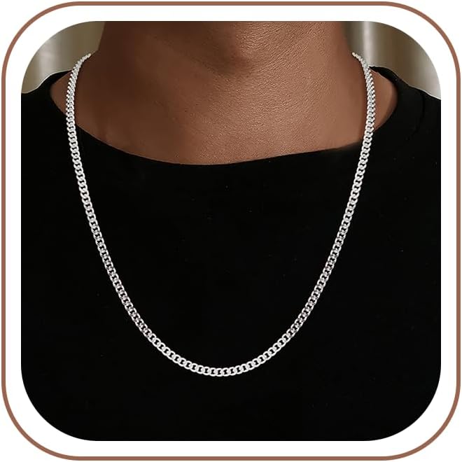 SLOONG Sterling Silver Cuban Link Chains for Men 3.5/5MM 18-26 Inch