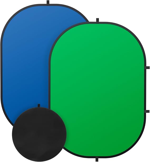 5X6.5ft Green Screen Backdrop for Photography, Double Sided Green Screen and Blue Screen, 2 in 1 Collapsible and Reversible Background for Photography, YouTube Videos,and Live Streaming