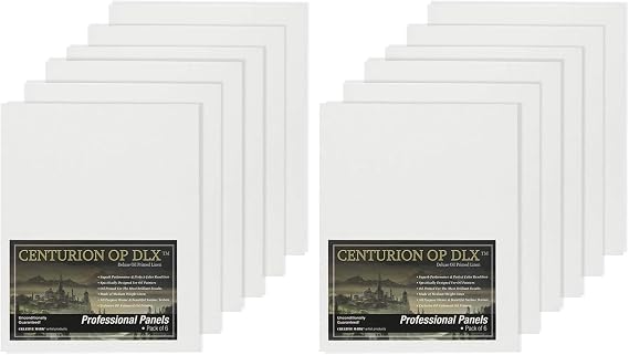 Centurion Deluxe Professional Oil Primed Linen Canvas Panels - 8x10-12 Pack of Linen Canvases for Painting, Artwork and More