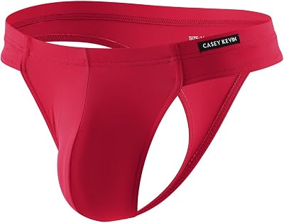 Casey Kevin Mens Ice Silk Thongs Underwear Bulge Pouch G-Strings Brief Underwear for Men T-Back Bikini