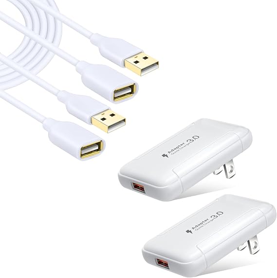 Costyle USB Extension Cable 6ft with Flat USB Wall Charger for Tight Space or Spot Behind Furniture