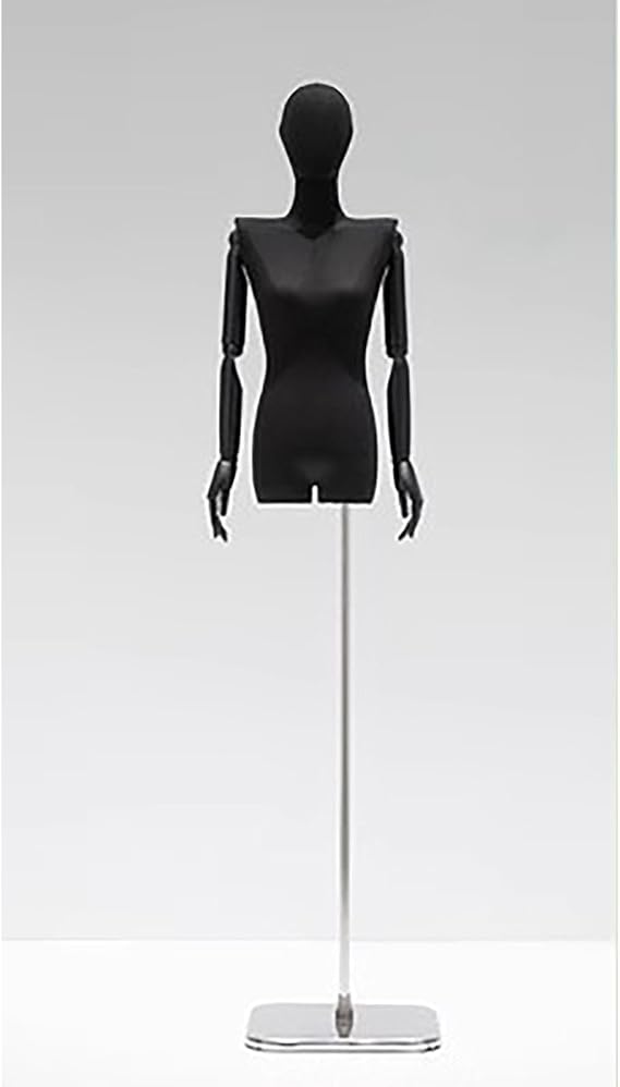 Mannequin Body Torso, Adjustable Mannequin, Portable Display Mannequin, W/Metal Base Mannequin, Adjustable Detachable Realistic, Height Adjustable,Silver curved square plate,C