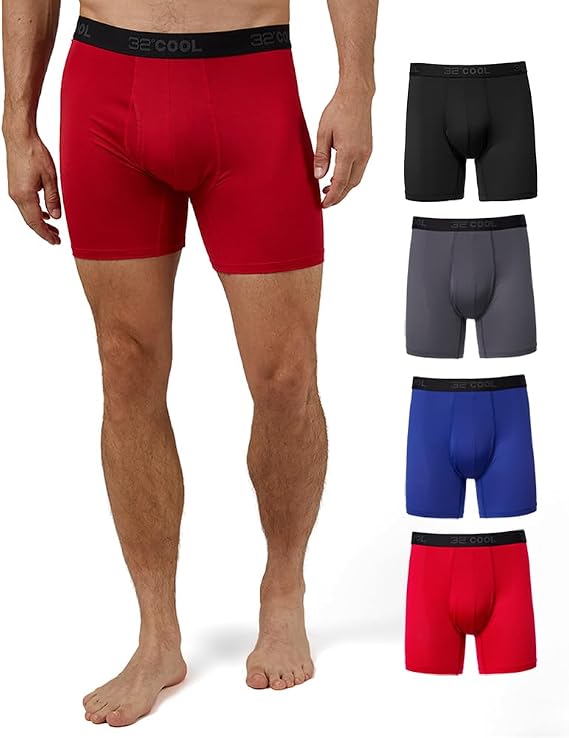 32o DEGREES mens Mens 4-pack Active Mesh Quick Dry Performance Boxer Brief