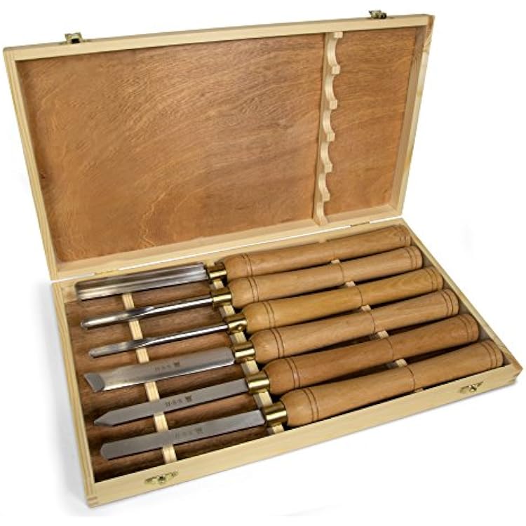 WEN CH11 6-Piece Artisan Chisel Set with 6-Inch High-Speed Steel Blades and 10-Inch England Beech Handles