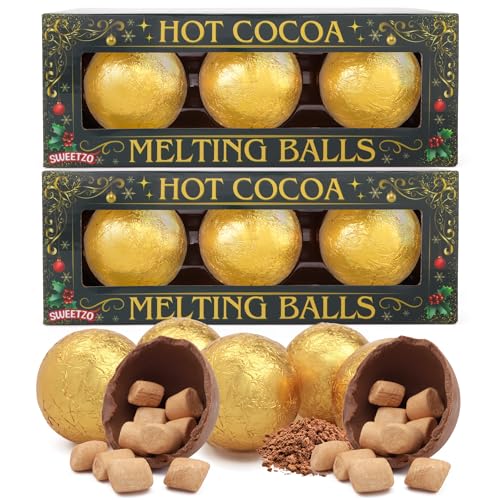 Hot Cocoa Melting Balls with Mini Marshmallows, Creamy Milk Chocolate Melts, Individually Wrapped, Christmas Stocking Stuffers, 3 Count Pack of 2