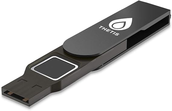 Thetis FIDO2 Security Key Fingerprint USB A 2-Element Authentication Device Multi-Layer Protection HOTP / U2F Compatible for Windows, MacOS, Gmail, Linux Office Business - Black