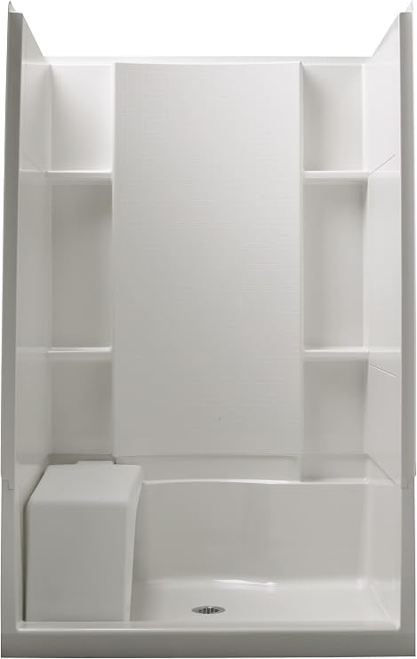 STERLING 72280106-0 Accord Seated 36-Inch x 48-Inch x 74-1/2-Inch Shower Kit with Age in Place Backers, White