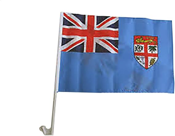 AES (2 Pack) Fiji Country Car Window Vehicle 12x18 12"x18" Flag Fade Resistant Double Stitched Premium Penant House Banner