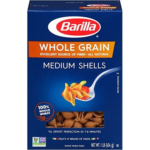Barilla Whole Grain Pasta, Medium Shells, 16 Ounce Pack of 8