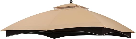 MASTERCANOPY Replacement Canopy Top for Lowe's Allen Roth 10x12 Gazebo #GF-12S004B-1 (Beige Plaid,Riplock Material)