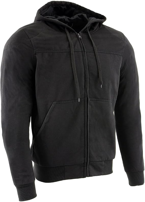 Milwaukee Leather Men's Streetguard Riding Hoodie - Aramid Reinforced with CE Shoulder and Elbow Armor - Large Black