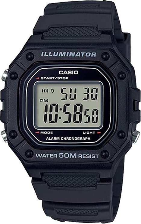 Casio W-218H-1AV Standard Digital Wristwatch with Casio Box Men's Cheap Casio Chippukashi Black