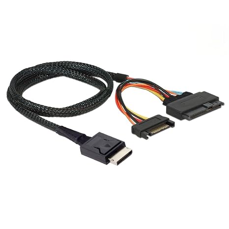 chenyang PCIe 4.0 SFF-8611 to SFF-8639 Cable with SATA Power for U.2 SFF-8639 NVME SSD Motherboard Internal Expansion 1.64FT/0.5M