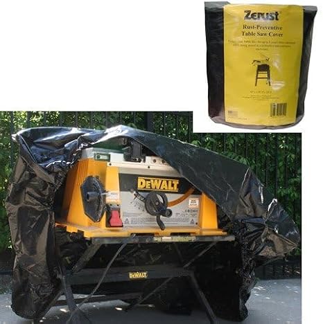 Zerust Anti-Corrosion Table Saw Cover - 63"x45"x19" - Durable Rust & Dust Protection for Woodworking Tools, Black