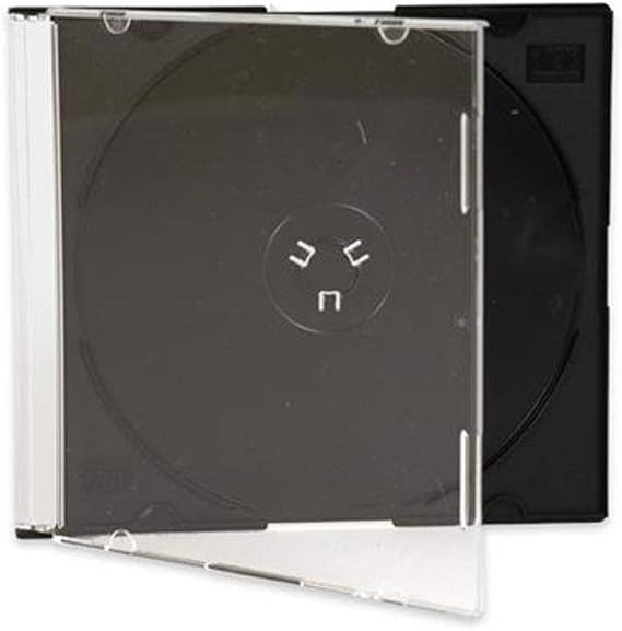 Maxtek Ultra Thin 5.2mm Slim Clear CD Jewel Case with Built in Black Tray, 100 Pack.