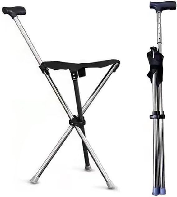 Cane with Seat - Portable Stool Chair, Supports Up to 240 Lbs cameping Chairs, Lightweight Up to 1.4 Lbs, Suitable for Men, Women, Seniors, People with Disabilities
