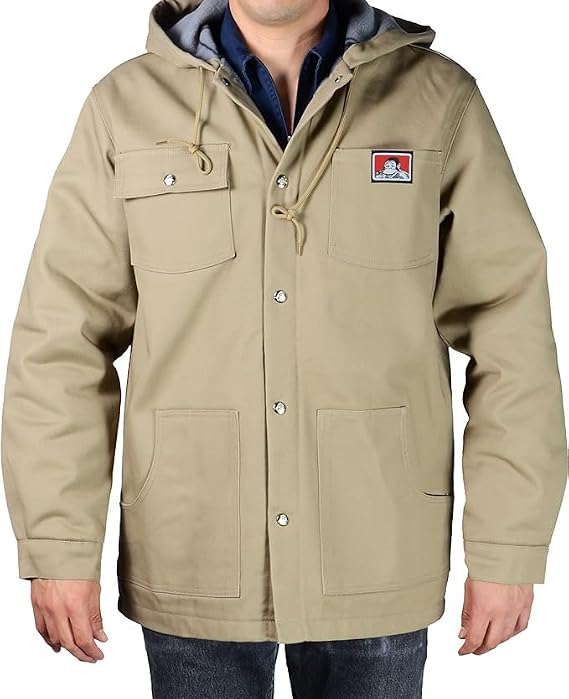 Ben Davis 385 Hooded Jacket, Front Snap (Khaki, Medium)