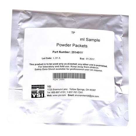 YSI 251401Y DPD Free Chlorine Reagent Powder for pHotoFlex and 900 Chlorine Colorimeter, EPA Approved, 10ml Volume, 0.02 to 2mg/L Range (Pack of 100)