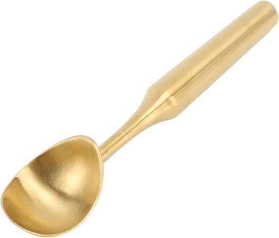 Ice Cream Scoop, Metal Ice Cream Scooper, Stainless Steel Ice Cream Scoop, Nonstick Anti Freeze One Piece Scooper Spoon, Long Handle Ice Cream Ball Spoon for Ice Cream, Cookie Dough, Sorbet (Gold)