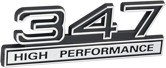 347 5.7L Stroker Engine High Performance Emblem in Chrome and Black Trim 4" Long