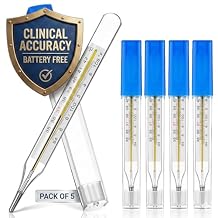 Ciieeo 5Pcs Glass Temperatures Measurement Adult, Temperature Gauge Accurate Temperatures Measurement Testing Tools with Case, Dual Scale Measurement Stick for Oral Underarm Families General Use