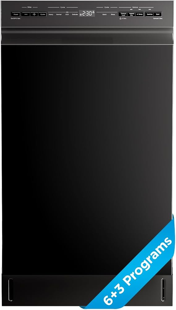 Midea 18 Inch Built-in Dishwasher, 8 Place Settings, Stainless Steel Tub