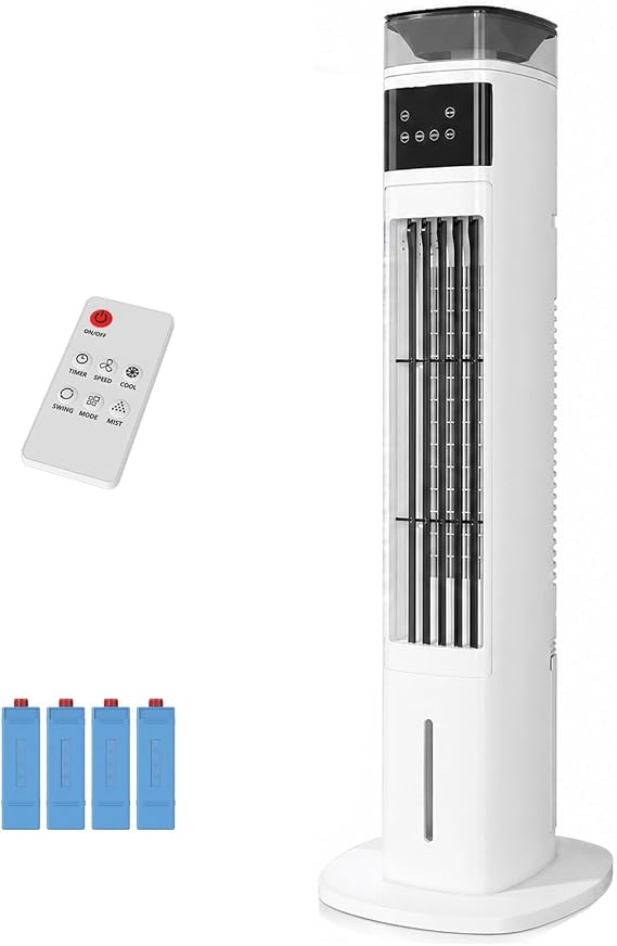 TABU Portable Evaporative Cooler, Swamp Air Cooler, 39" Tall, White