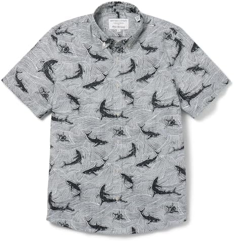 Reyn Spooner Mens Fish Print Hawaiian Aloha Shirt - Tailored Button Front